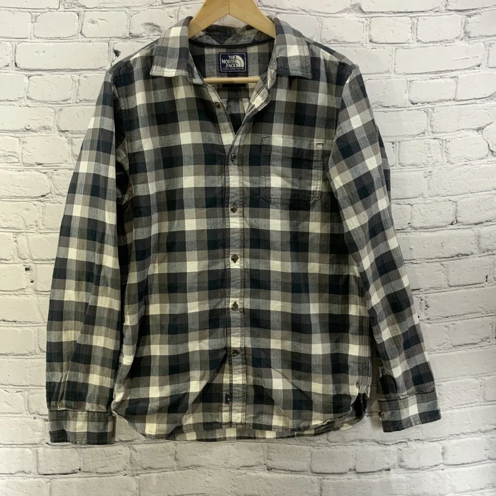 The North Face Button Down Shirt Mens Sz S Black‎ White Plaid